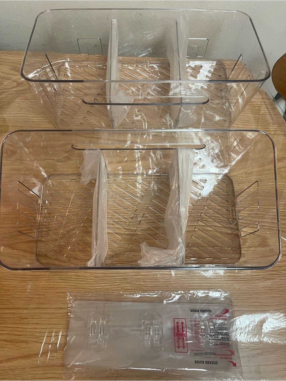Clear Plastic Pantry Organizer Bin with Dividers - Transparent